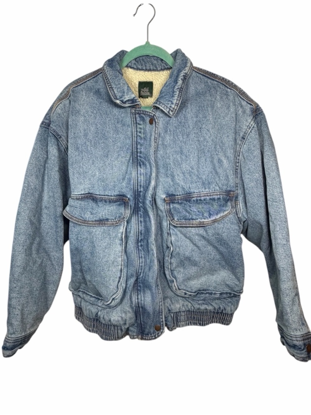 Wild Fable Women’s Denim Sherpa-Lined Jacket - Light Blue - Size Large